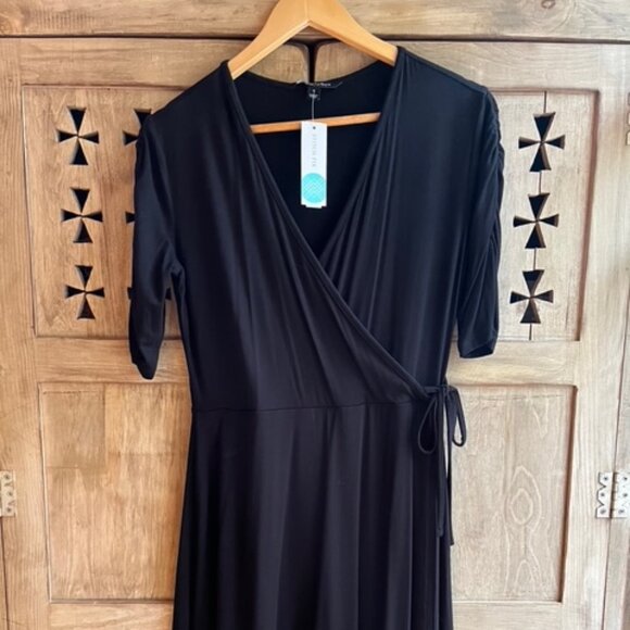 41 Hawthorn Elisse Ruched Sleeve Surplice Dress, NWT, Medium - Picture 1 of 6